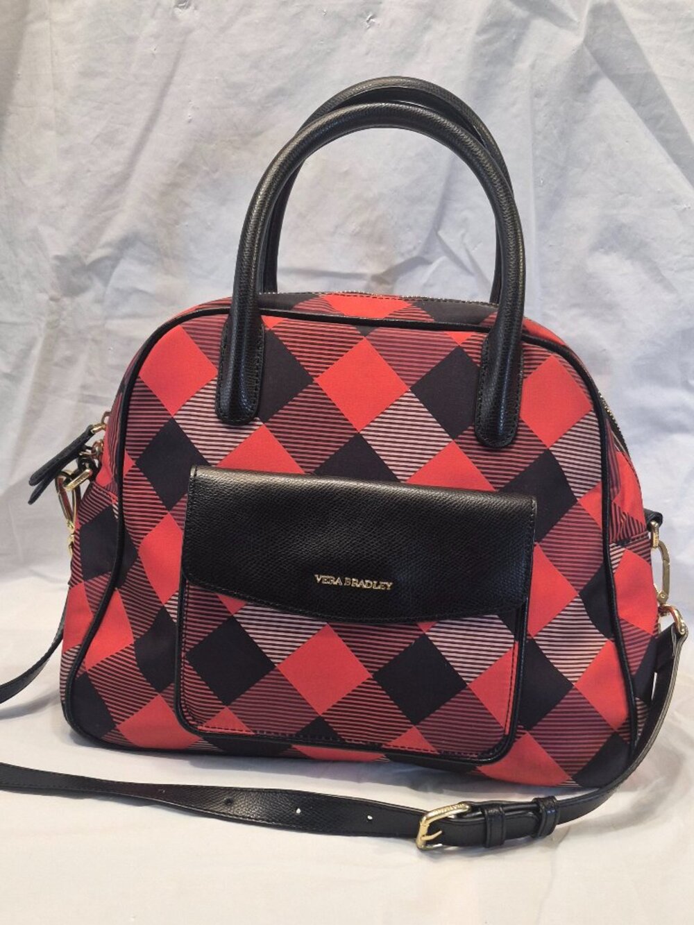 Vera Bradley Buffalo Check Bowler Bag Purse EUC